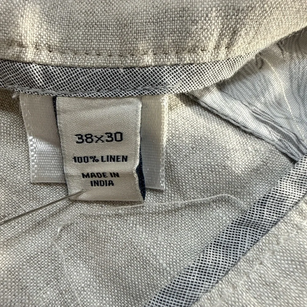 Joseph Abboud men's tan Linen dress pants 38x30 flat front Work Casual Coastal